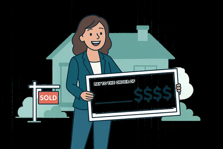 Illustration of a real estate professional presenting a possible home offer